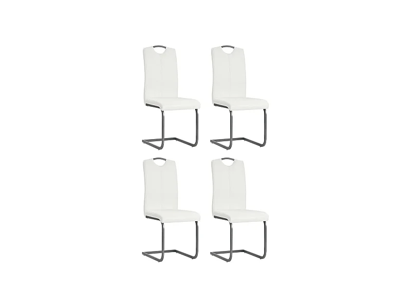 Sillas de comedor voladizas 4 unidades de tela blanca