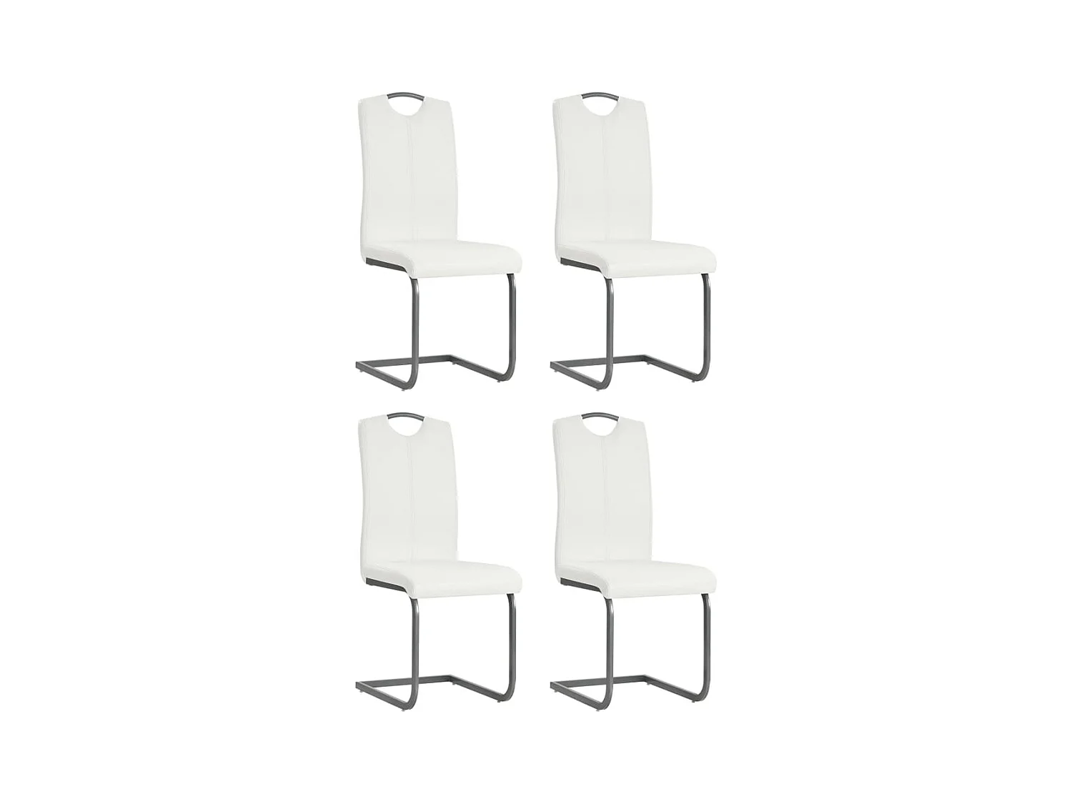 Chaises à manger cantilever lot de 4 blanc similicuir