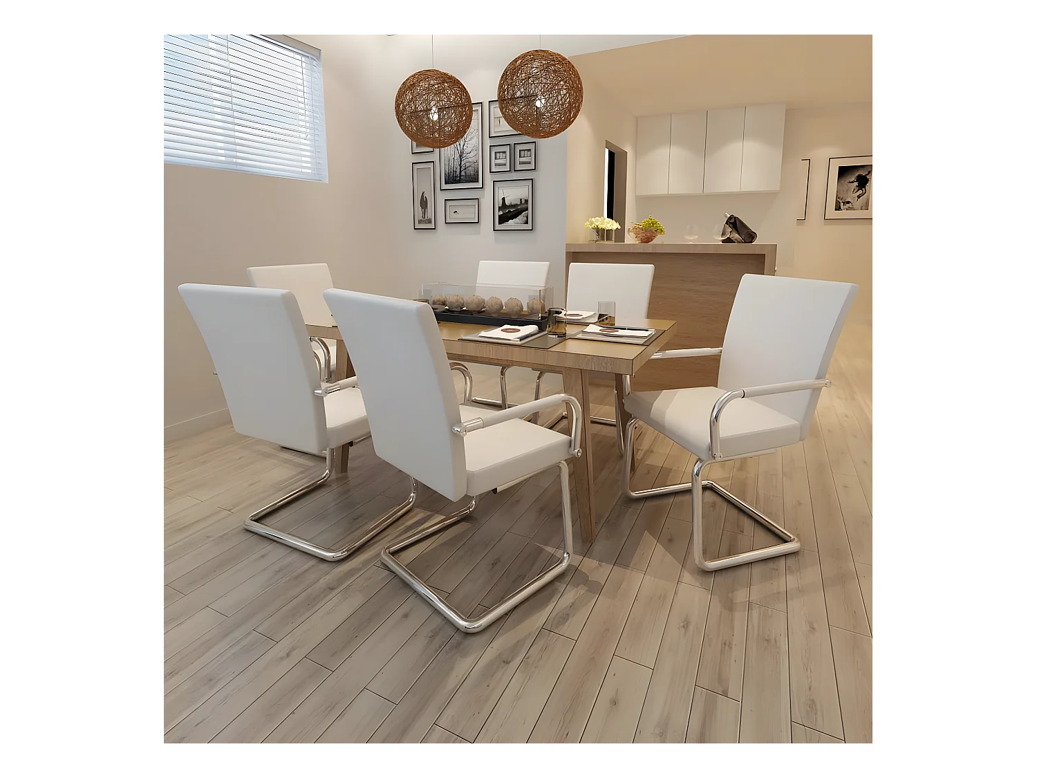 Eetkamerstoelen 6 st kunstleer wit