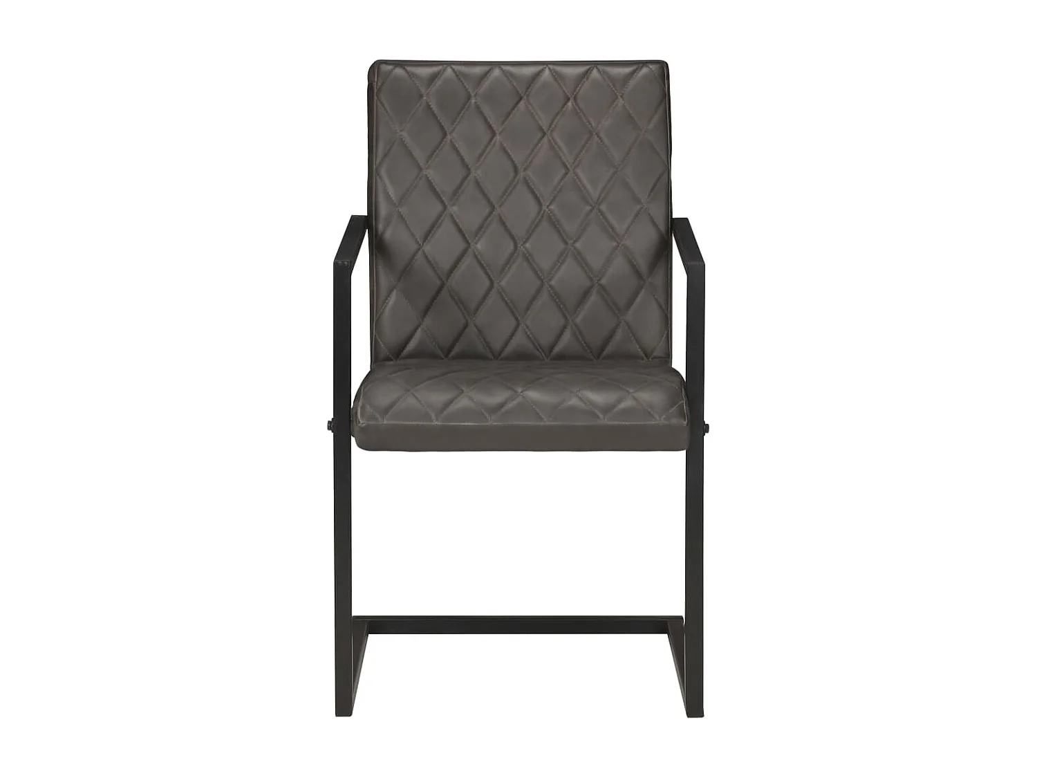 Chaises à manger cantilever lot de 2 gris cuir véritable