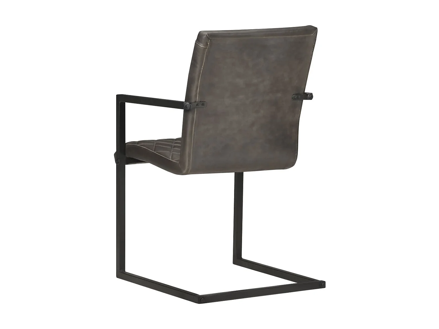 Chaises à manger cantilever lot de 2 gris cuir véritable