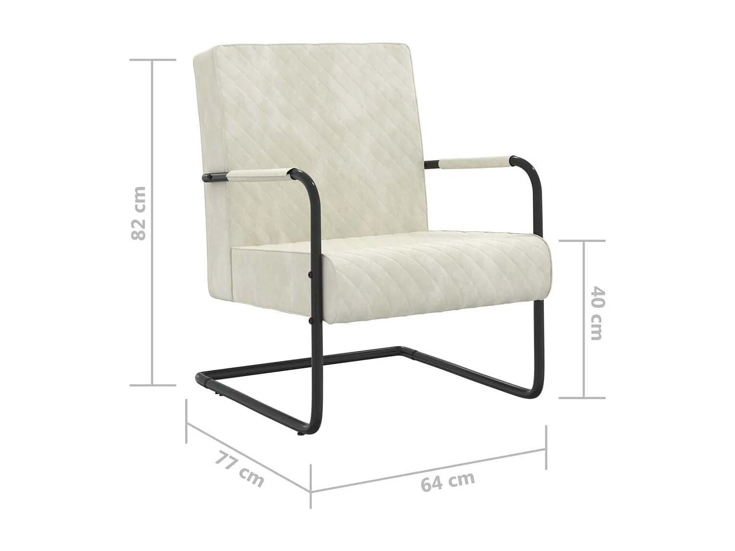 Chaise cantilever Blanc crème Velours