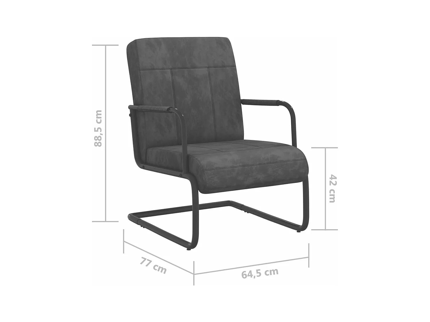 Chaise cantilever Gris foncé Velours