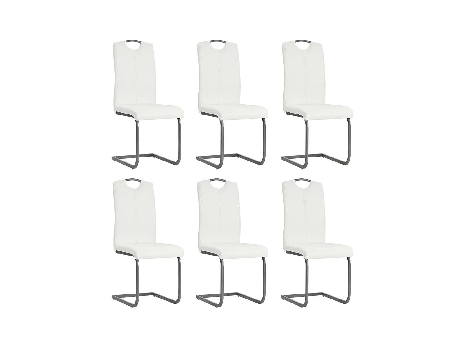 Chaises à manger cantilever lot de 6 blanc similicuir