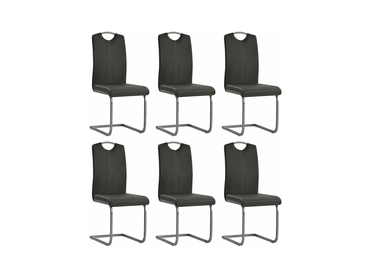 Eetkamerstoelen 6 st kunstleer grijs