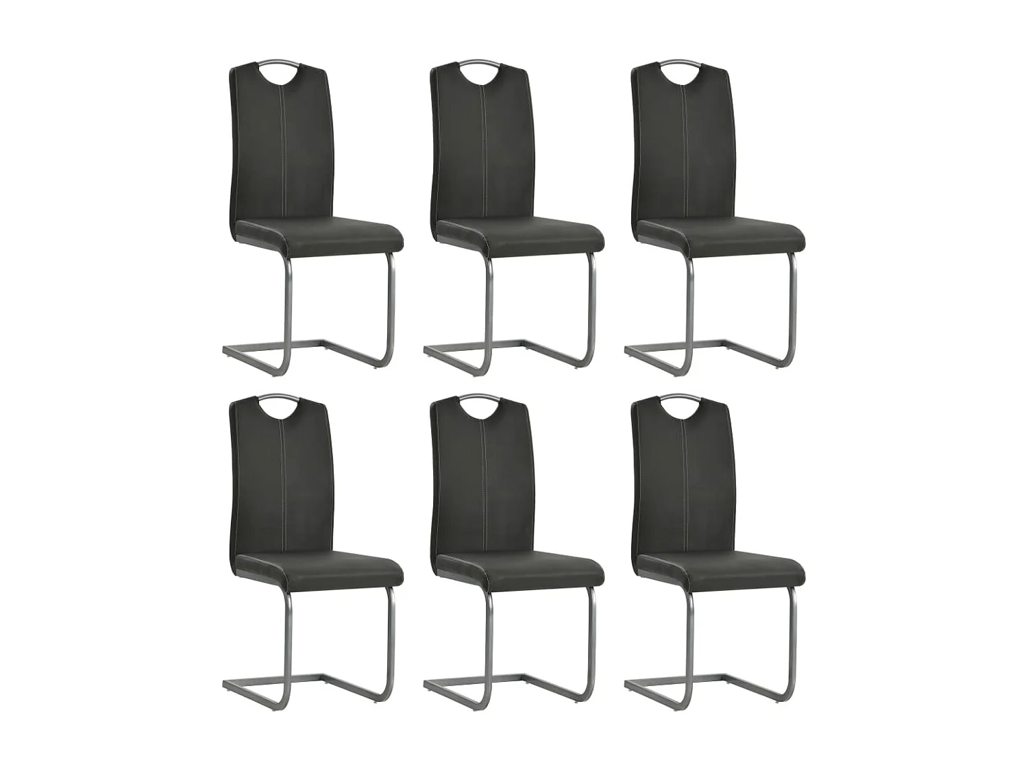 Chaises à manger cantilever lot de 6 gris similicuir