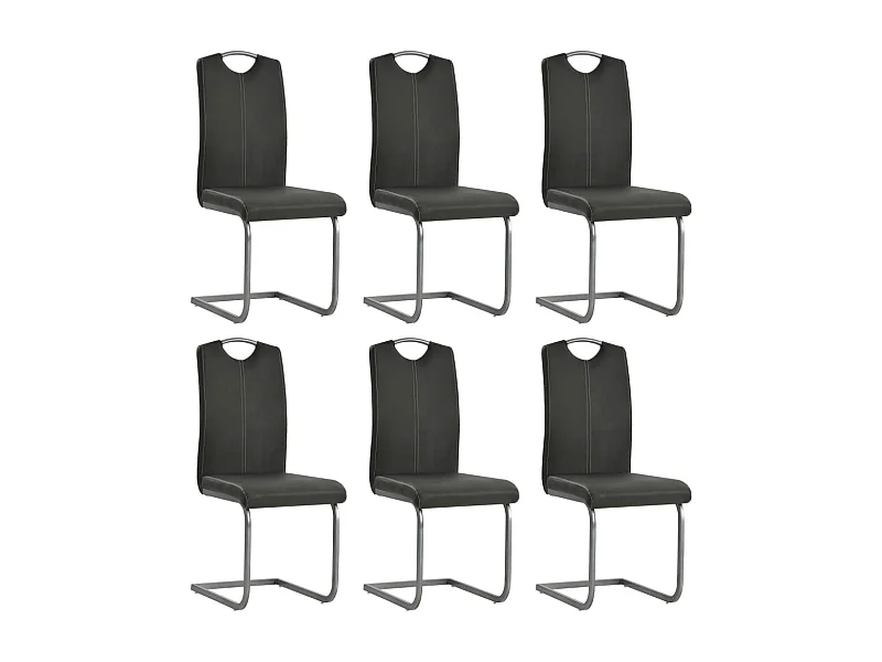 Chaises à manger cantilever lot de 6 gris similicuir