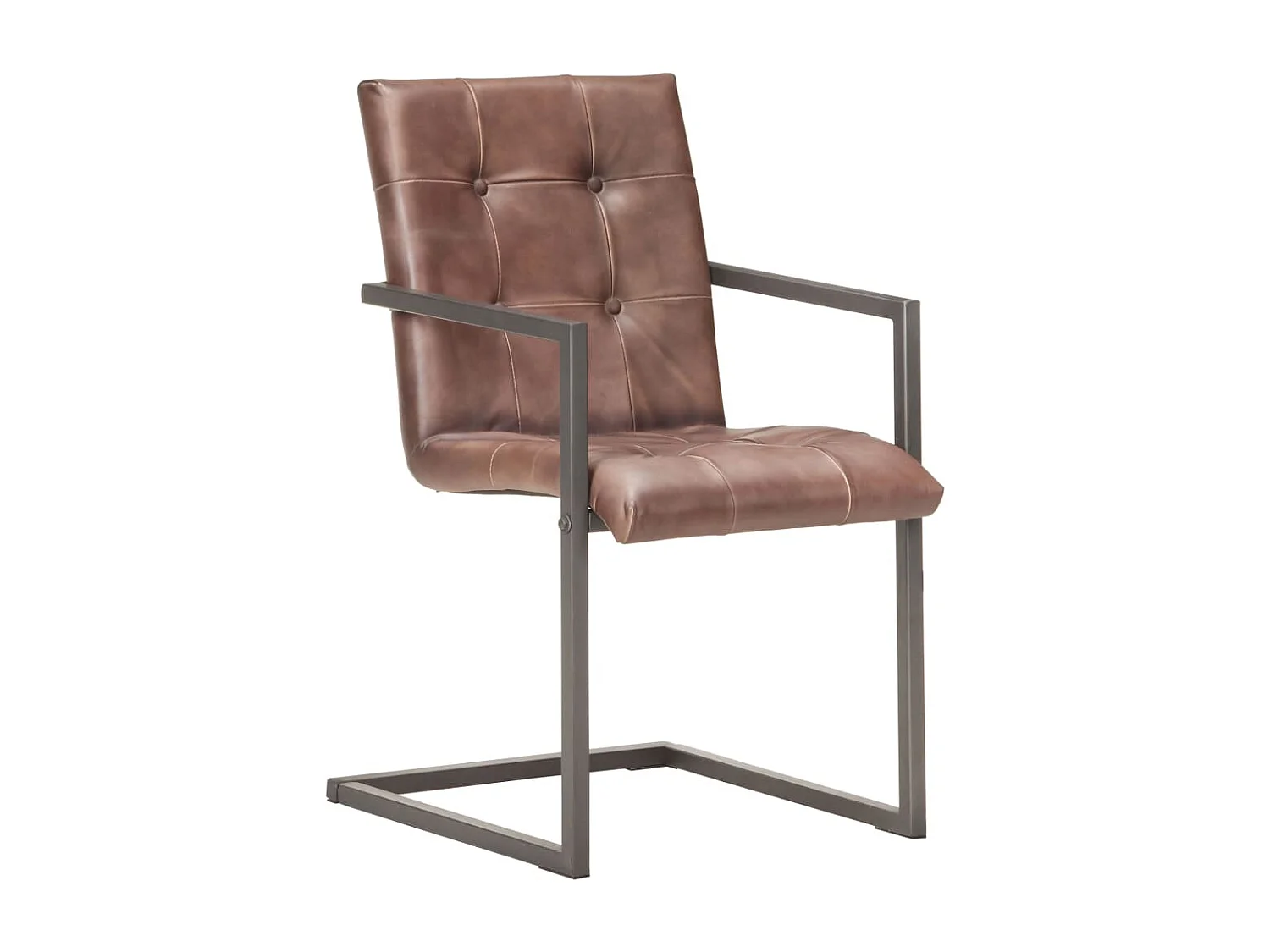 Chaises à manger cantilever lot de 2 marron cuir véritable