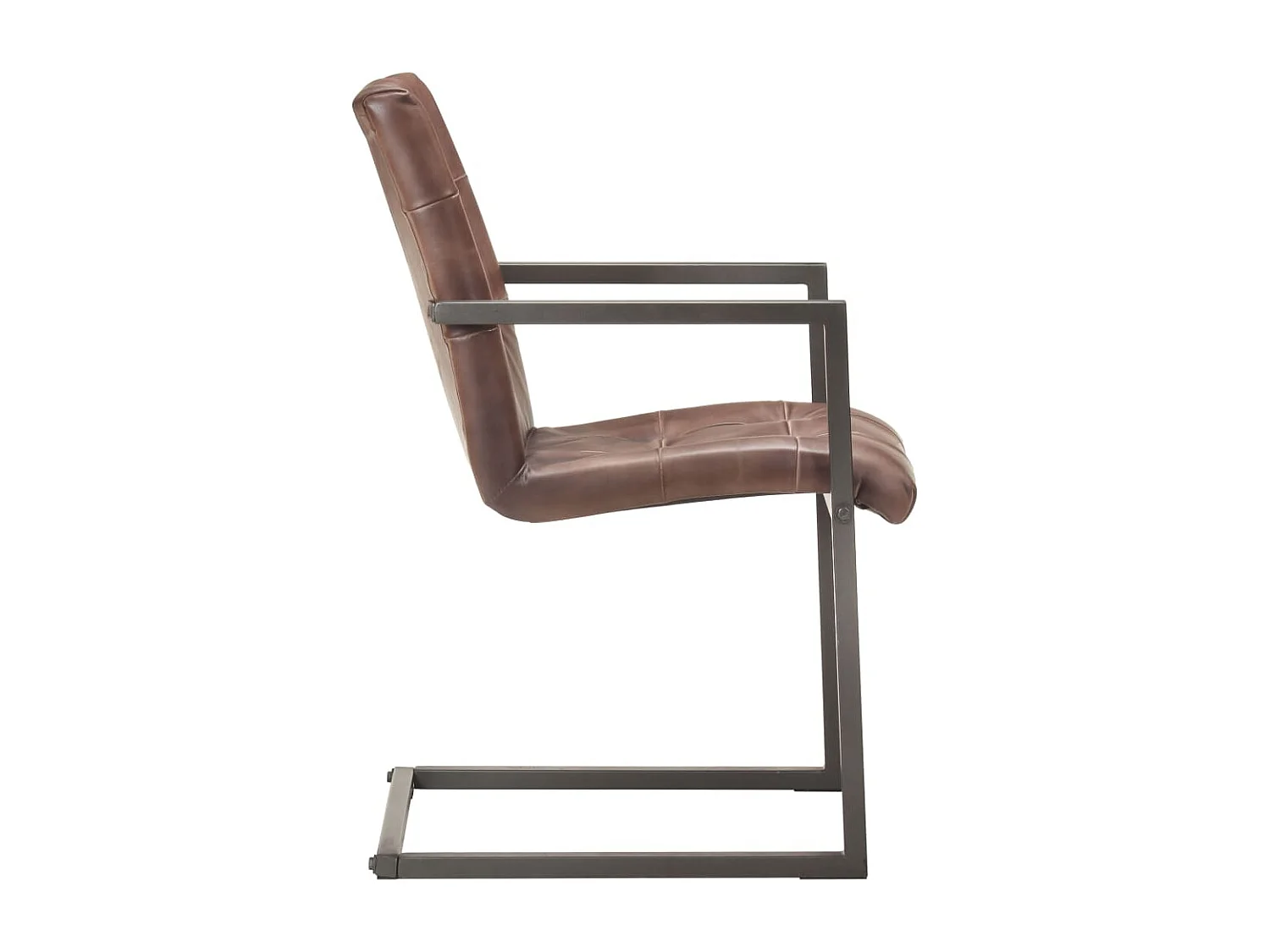 Chaises à manger cantilever lot de 2 marron cuir véritable