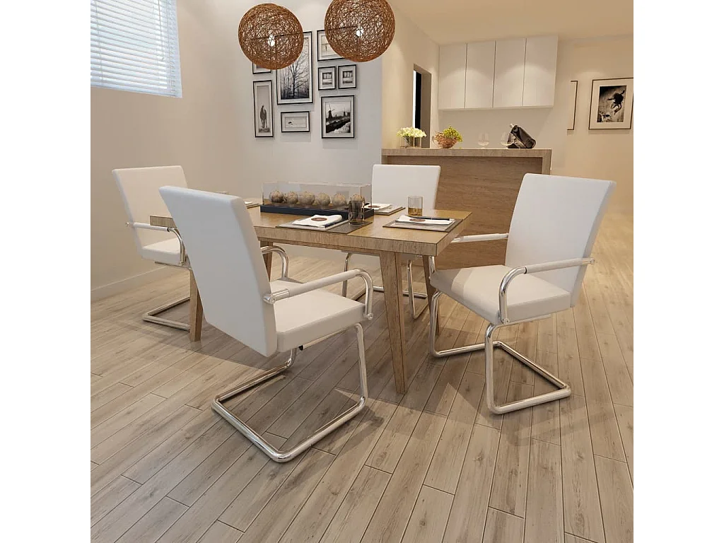 Eetkamerstoelen 4 st kunstleer wit