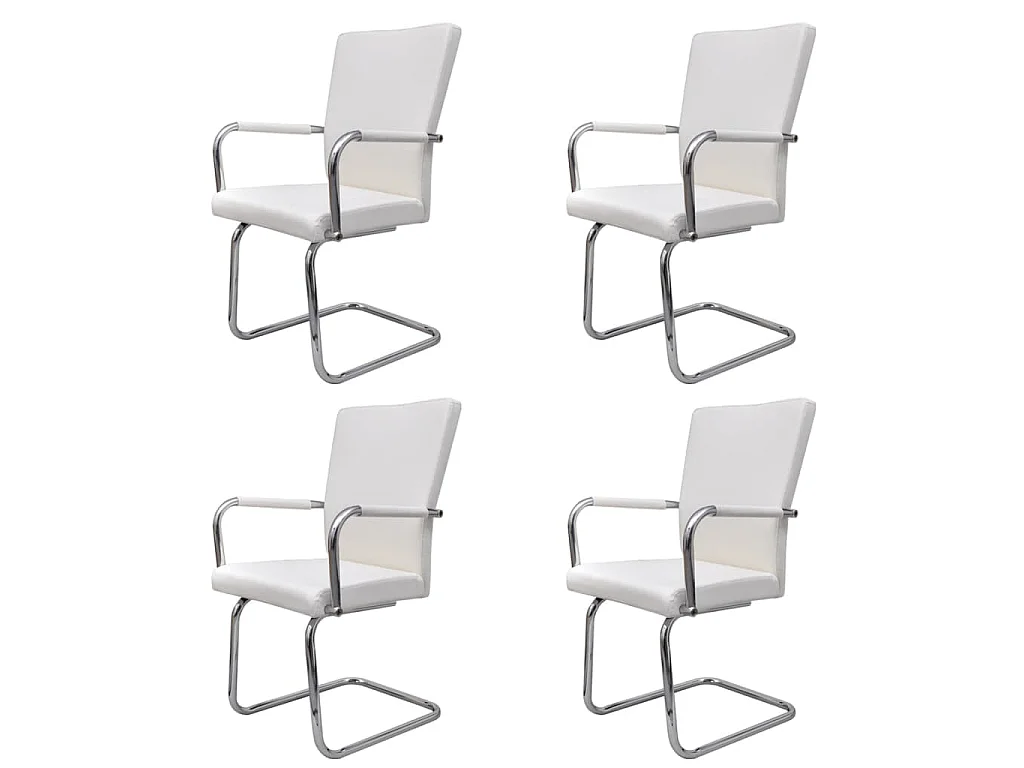 Eetkamerstoelen 4 st kunstleer wit