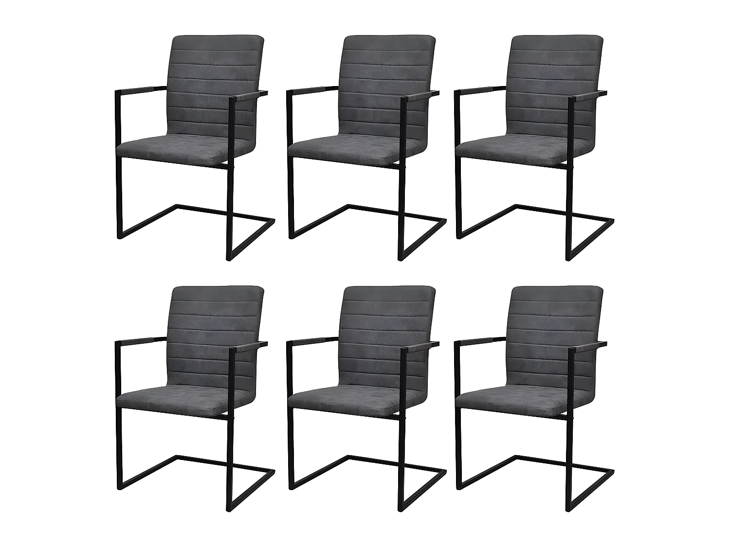 Chaises à manger cantilever lot de 6 gris similicuir