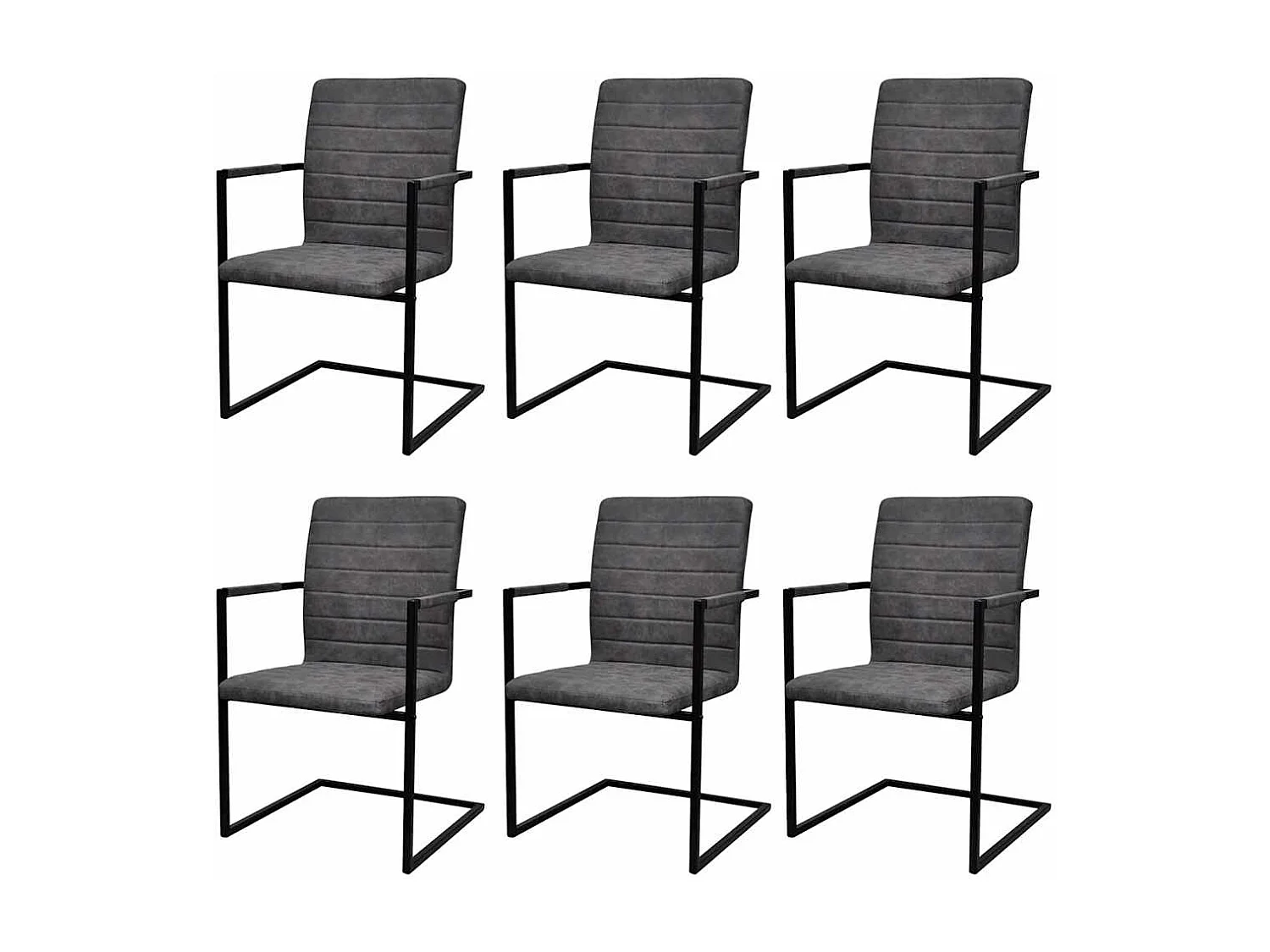 Chaises à manger cantilever lot de 6 gris foncé similicuir