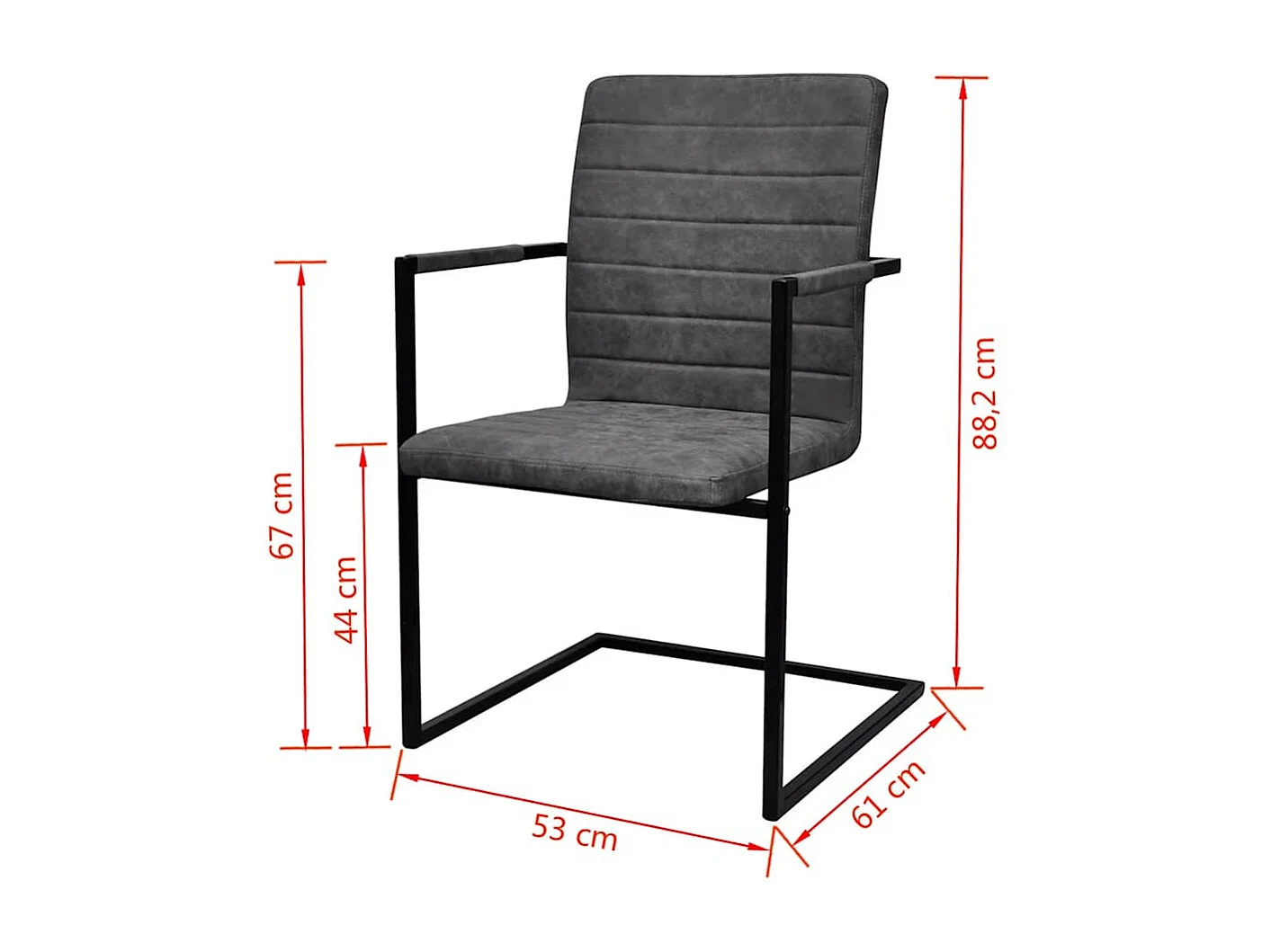 Chaises à manger cantilever lot de 6 gris foncé similicuir