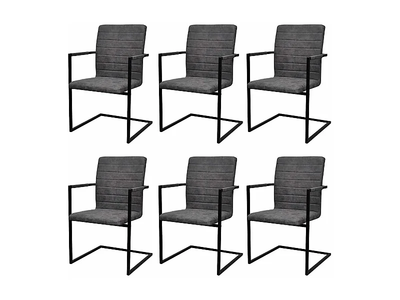 Chaises à manger cantilever lot de 6 gris similicuir