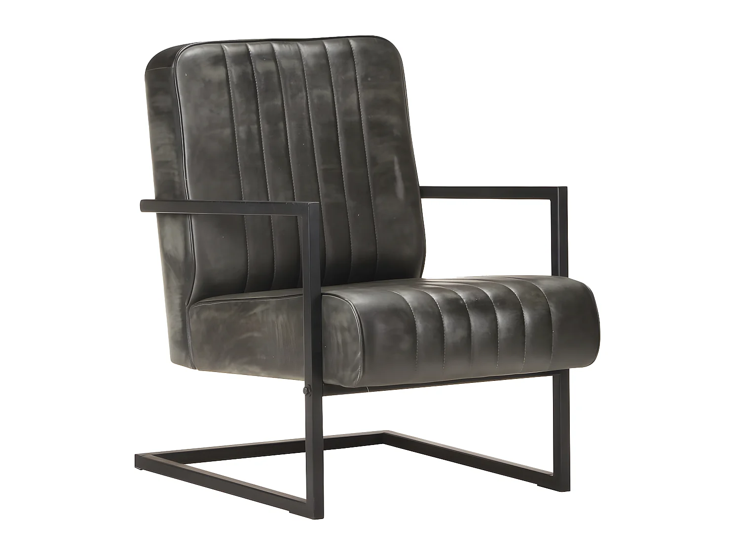 Freischwinger Sessel Distressed Grau Echtleder
