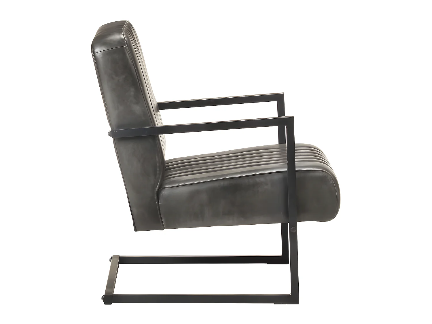 Chaise de canapé cantilever gris délavé cuir véritable