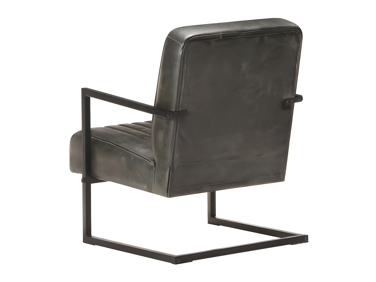 Chaise de canapé cantilever gris délavé cuir véritable