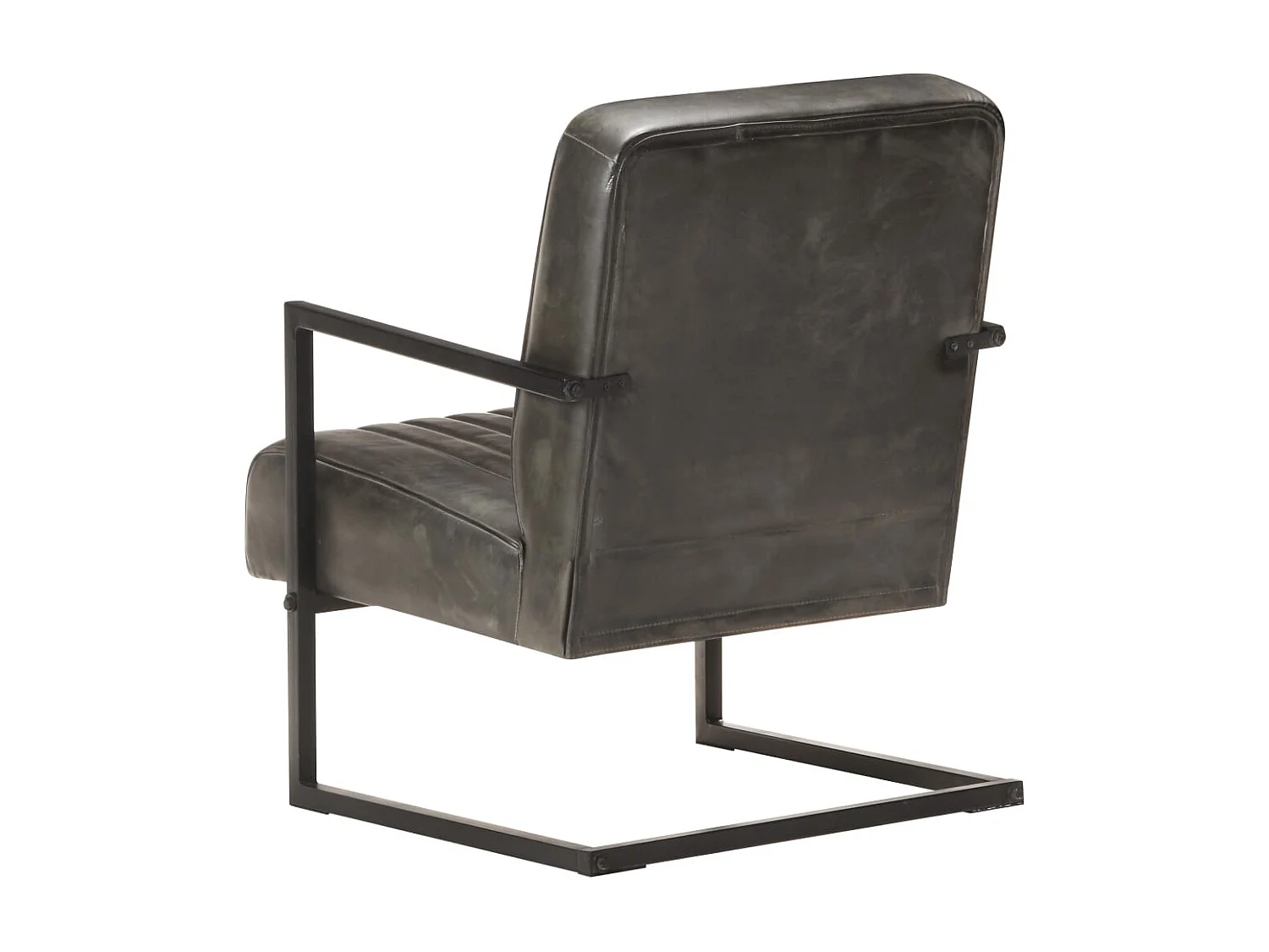 Poltrona cantilever couro genuíno cinzento velho