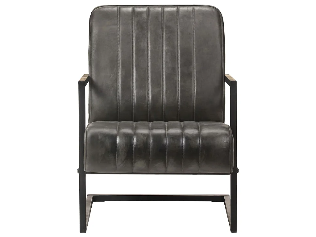 Chaise de canapé cantilever gris délavé cuir véritable