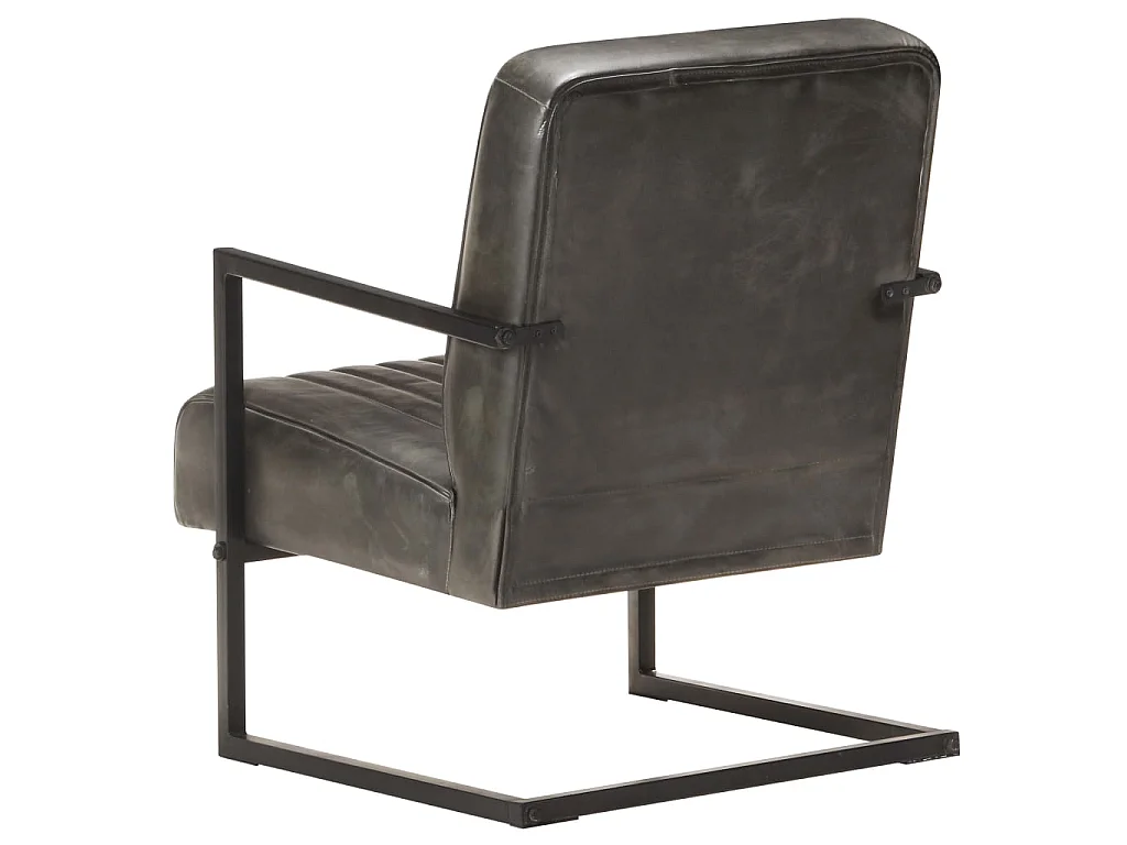 Chaise de canapé cantilever gris délavé cuir véritable