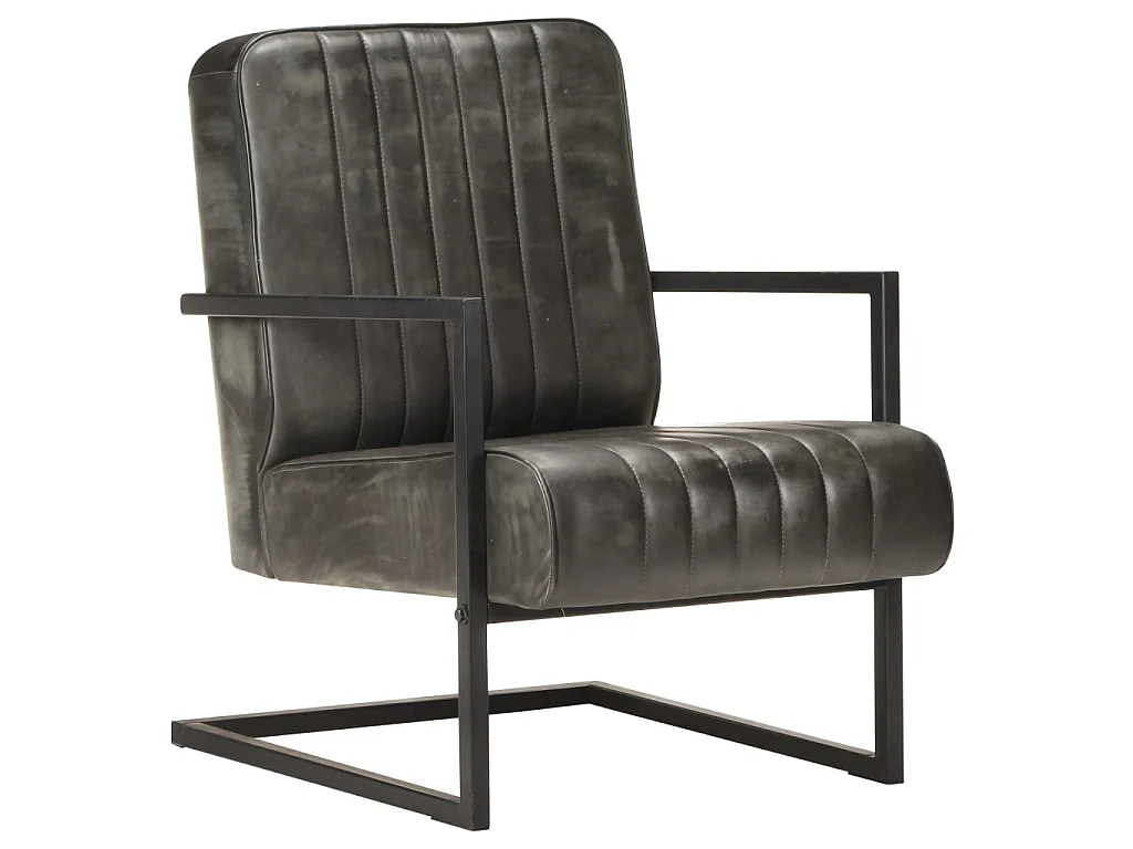 Chaise de canapé cantilever gris délavé cuir véritable