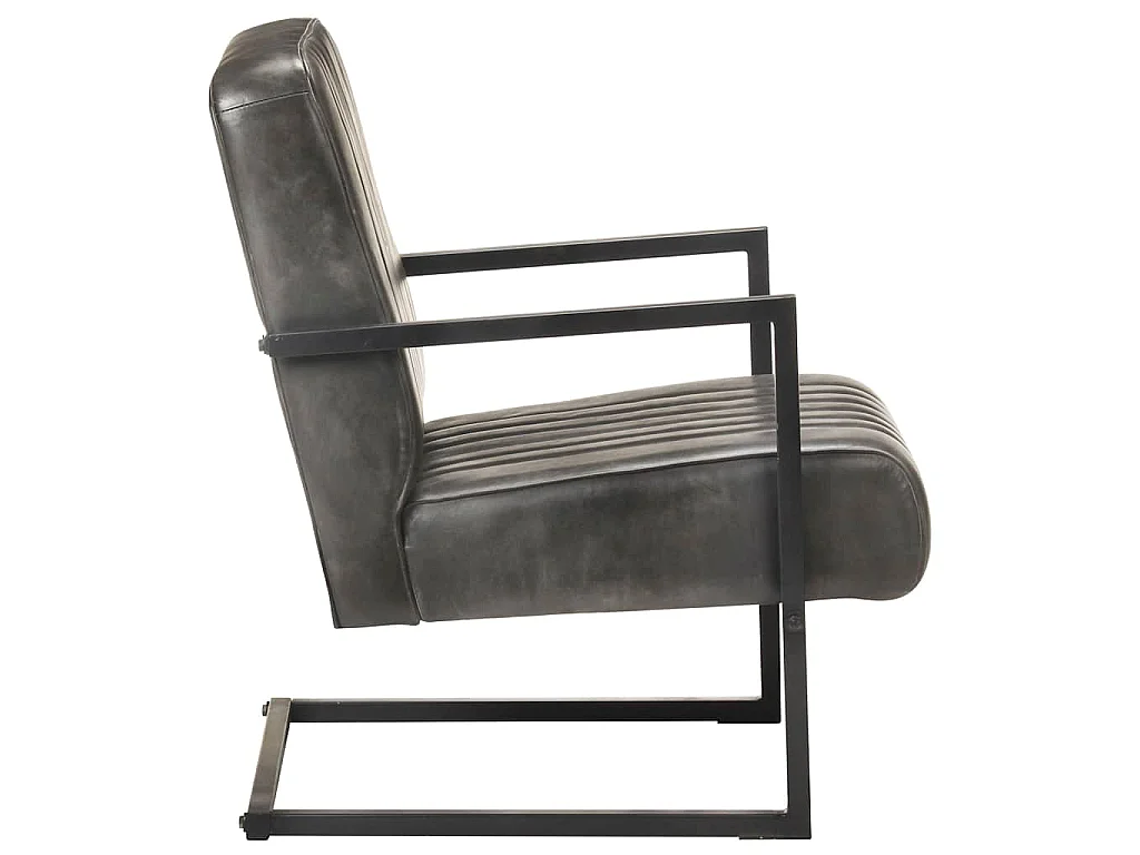 Freischwinger Sessel Distressed Grau Echtleder