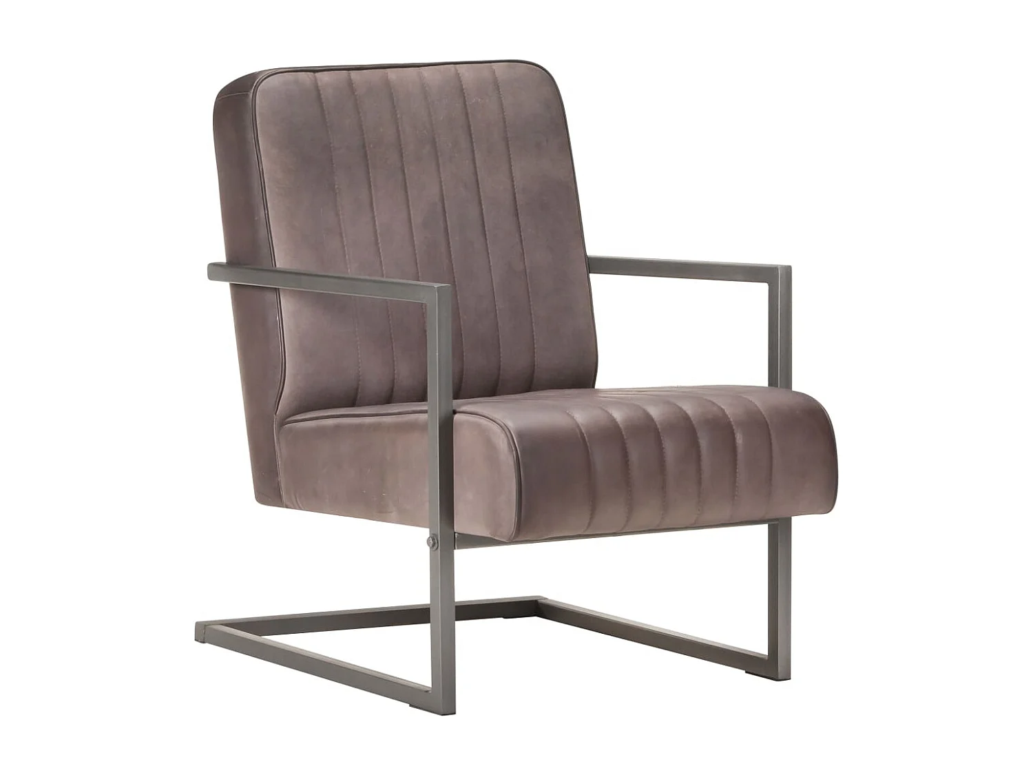 Freischwinger Sessel Distressed Braun Echtleder