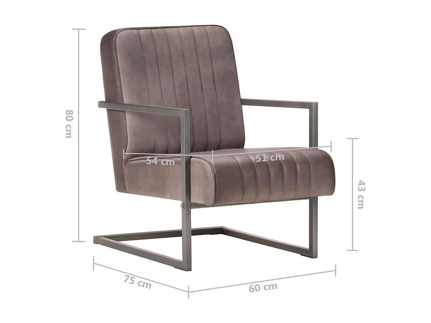 Freischwinger Sessel Distressed Braun Echtleder