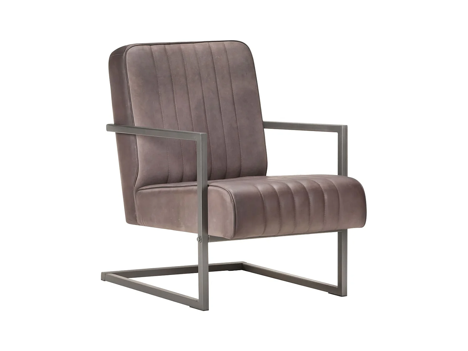Chaise de canapé cantilever marron délavé cuir véritable