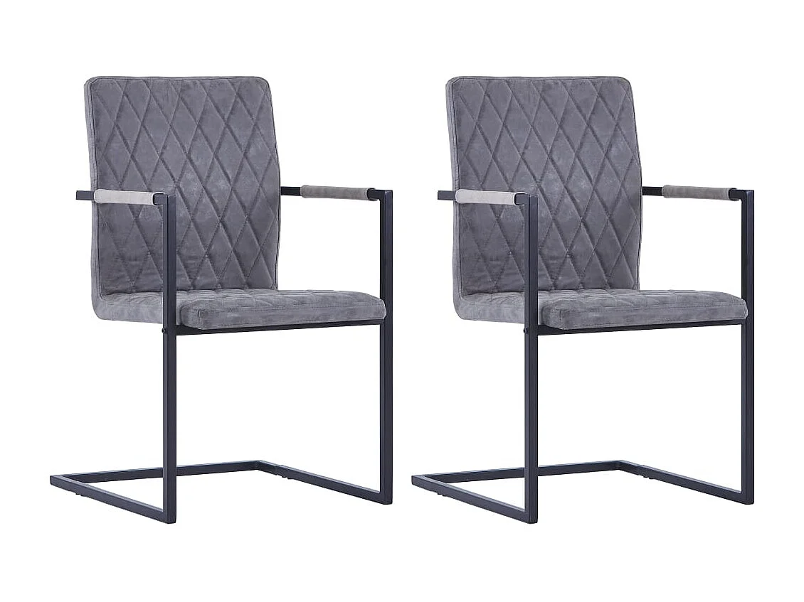 Eetkamerstoelen 2 st kunstleer donkergrijs