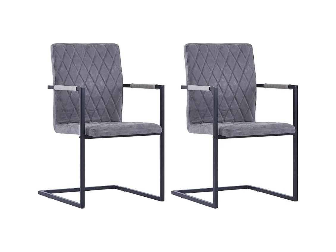 Chaises à manger cantilever lot de 2 gris foncé similicuir