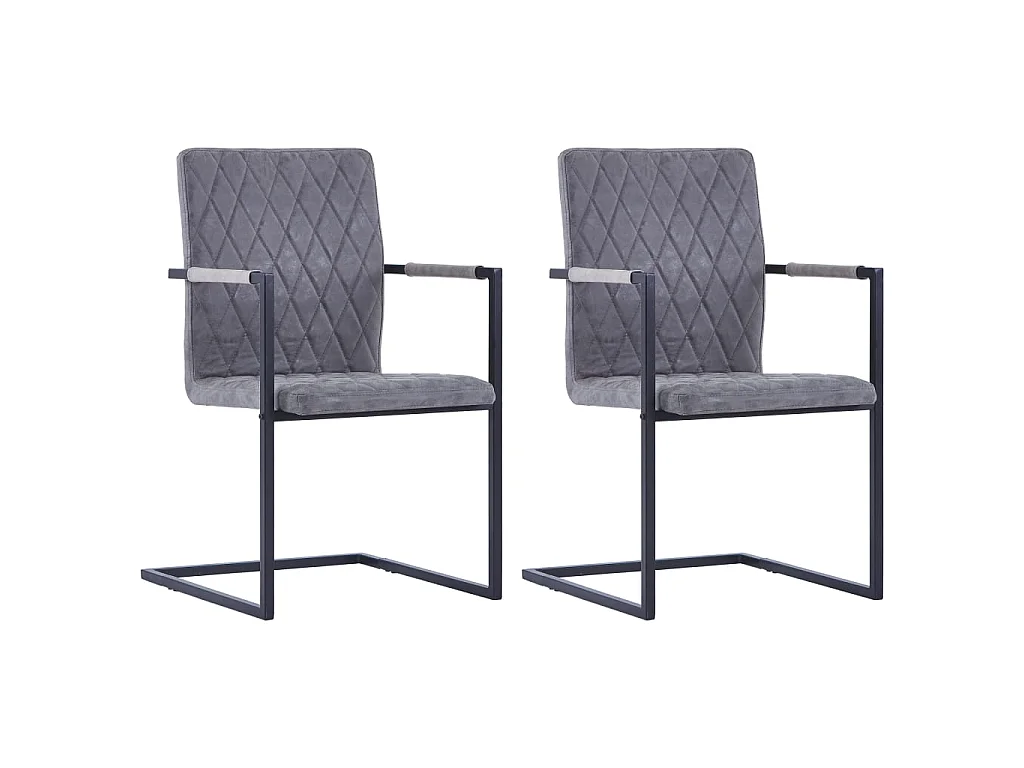 Chaises à manger cantilever lot de 2 gris foncé similicuir