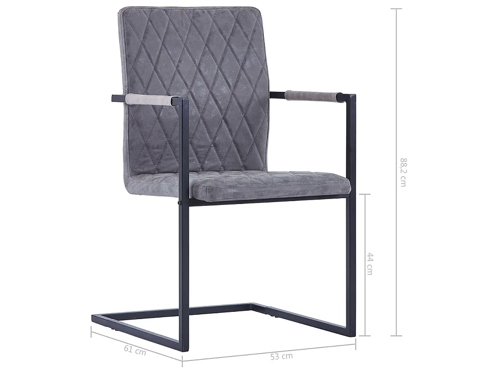 Chaises à manger cantilever lot de 2 gris foncé similicuir
