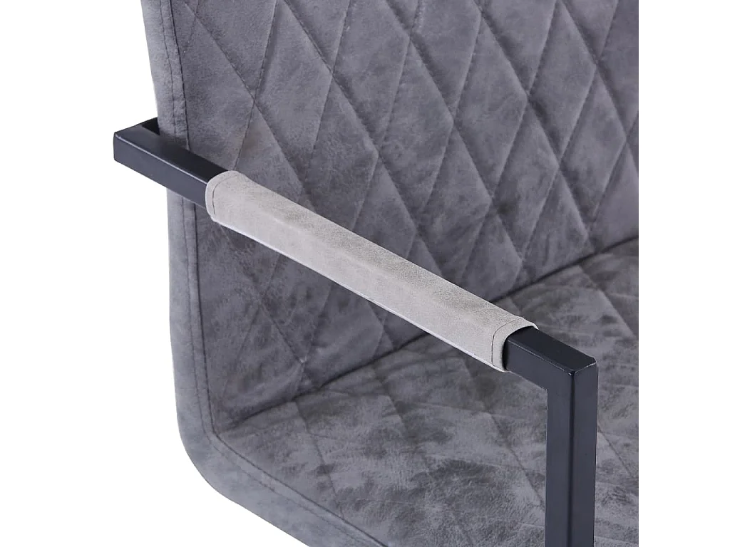 Chaises à manger cantilever lot de 2 gris foncé similicuir