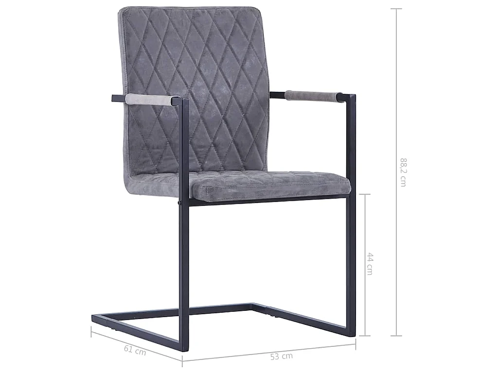 Chaises à manger cantilever lot de 2 gris foncé similicuir