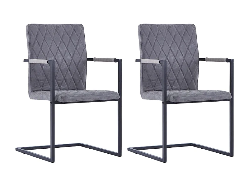 Chaises à manger cantilever lot de 2 gris foncé similicuir