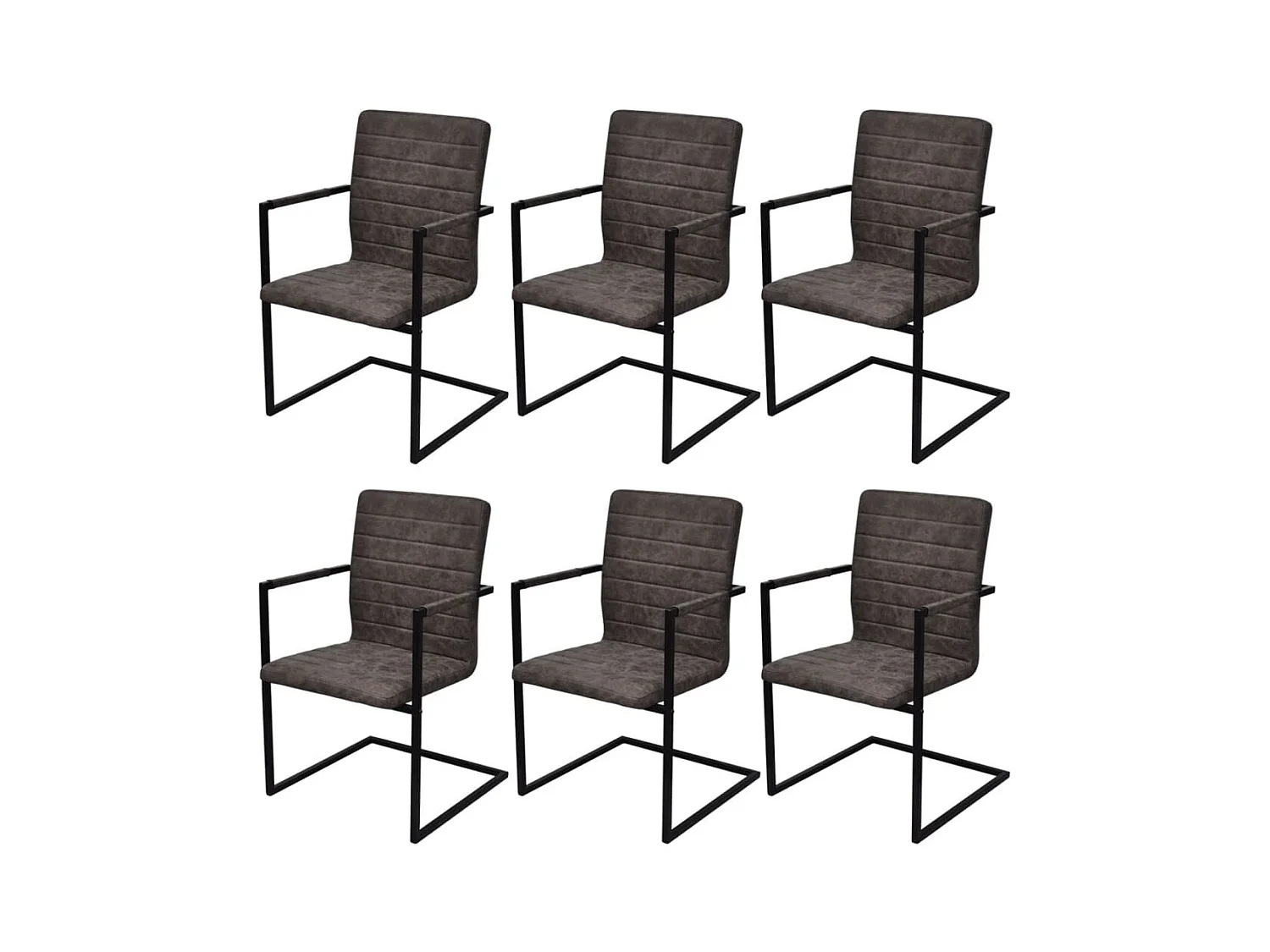Chaises à manger cantilever lot de 6 marron similicuir