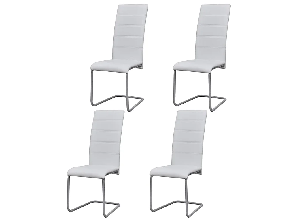Chaises à manger cantilever lot de 4 blanc similicuir