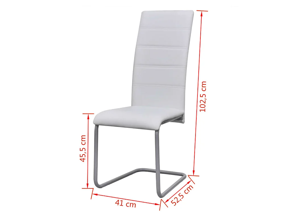 Chaises à manger cantilever lot de 4 blanc similicuir