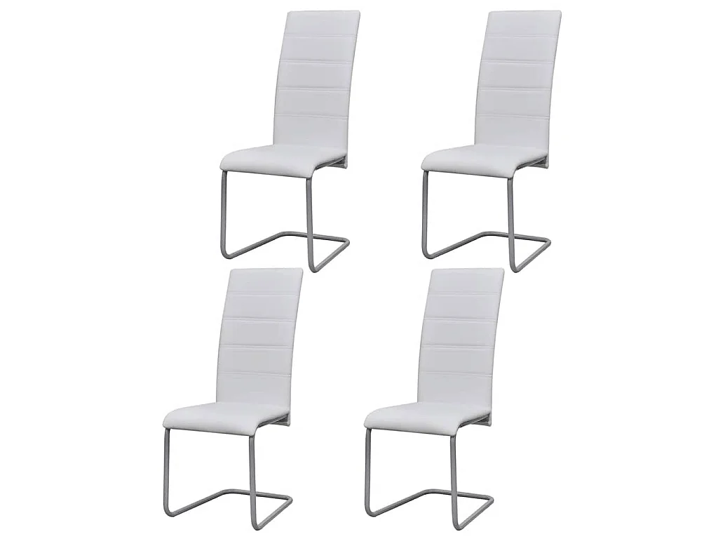 Chaises à manger cantilever lot de 4 blanc similicuir