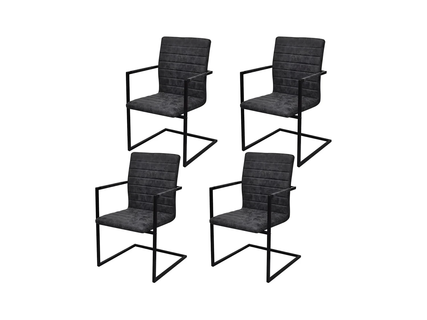 Freischwinger 4 Stk. Schwarz Kunstleder