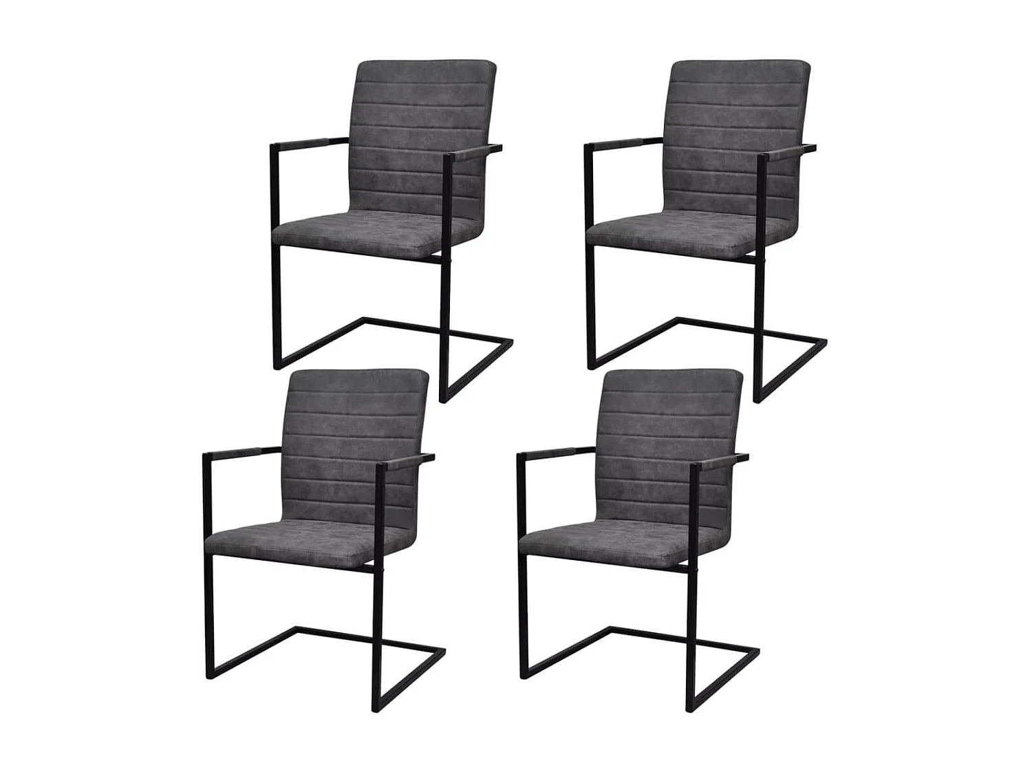 Sillas de comedor voladizas 4 unidades cuero sintético gris
