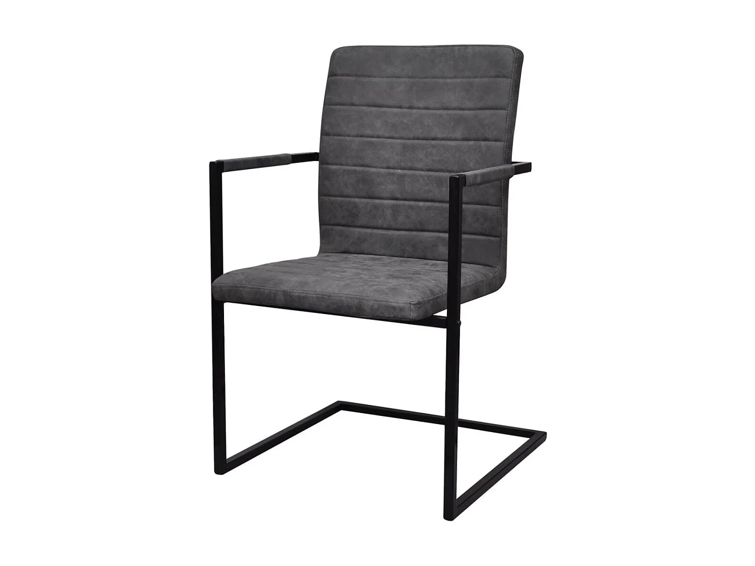 Sillas de comedor voladizas 4 unidades cuero sintético gris