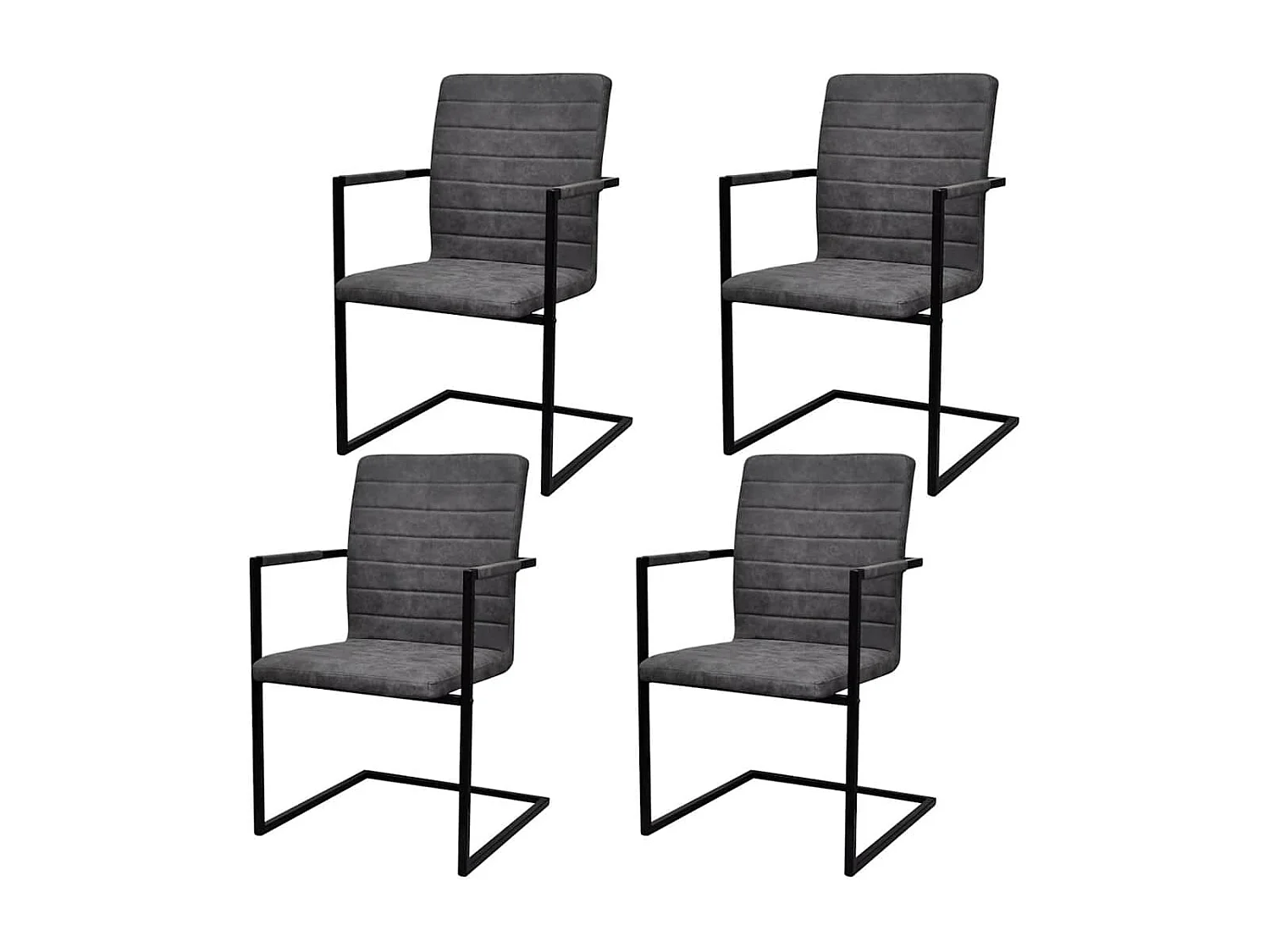 Chaises à manger cantilever lot de 4 gris similicuir