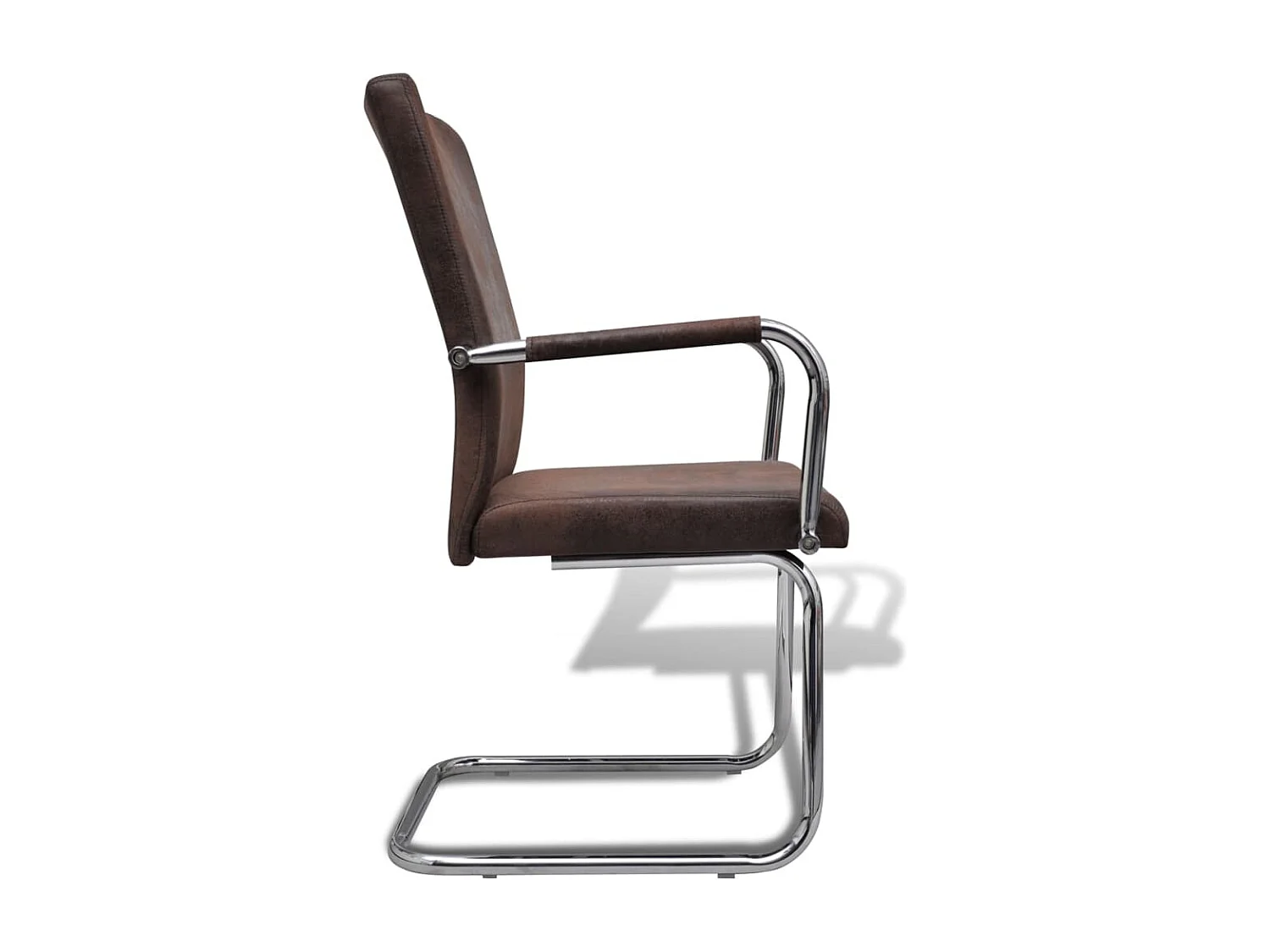 Chaises à manger cantilever lot de 4 marron tissu cuir