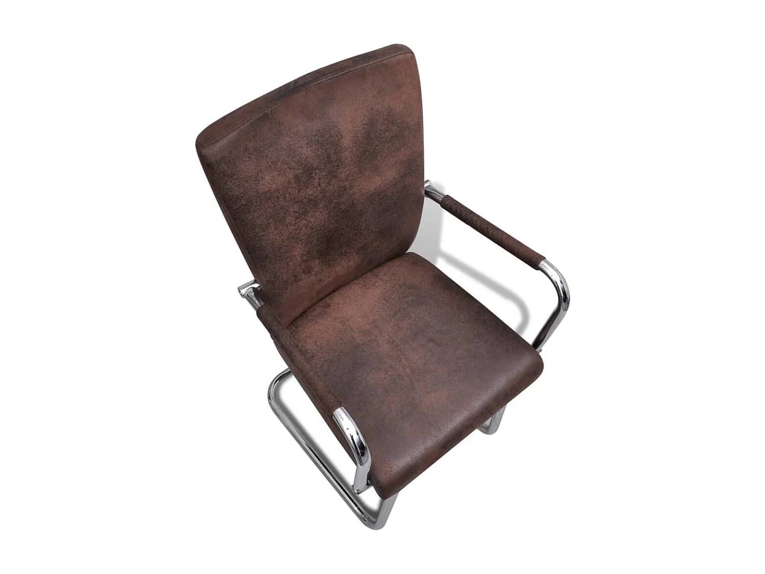 Chaises à manger cantilever lot de 4 marron tissu cuir