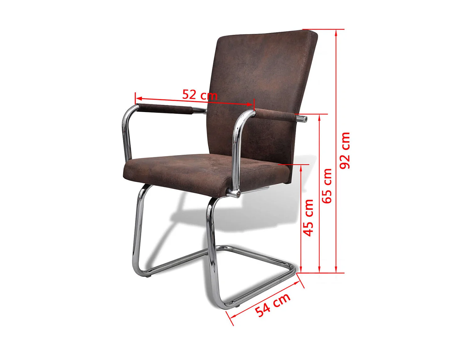 Chaises à manger cantilever lot de 4 marron tissu cuir