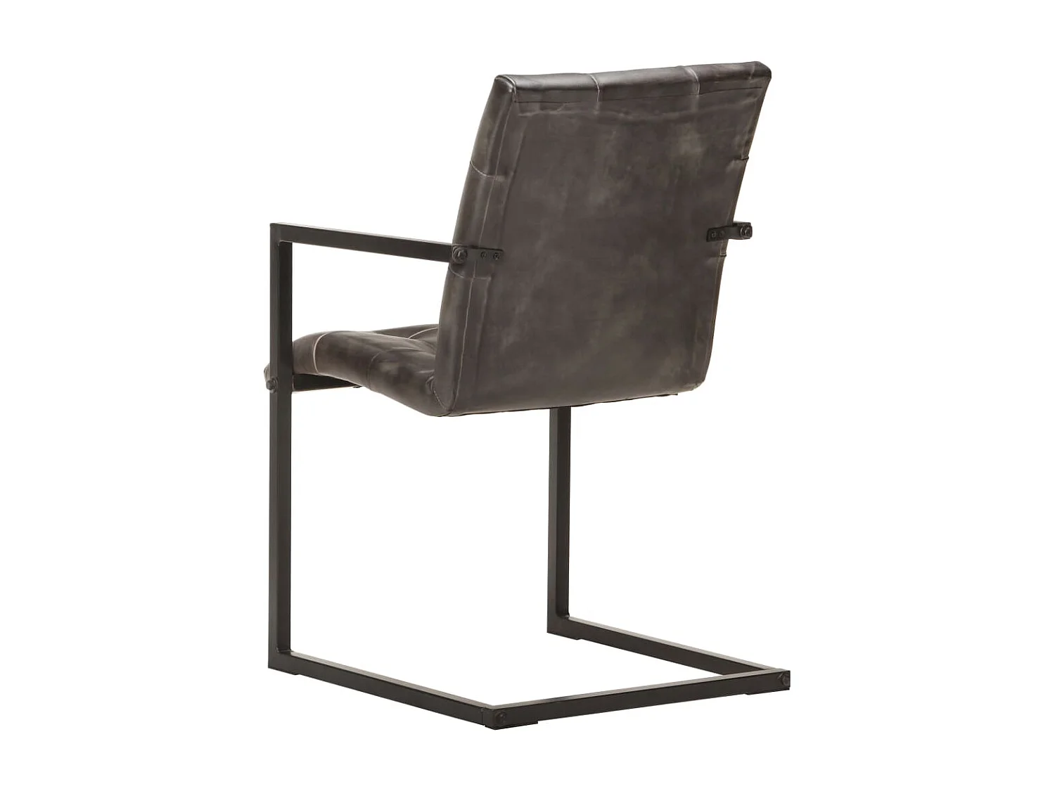 Cadeiras jantar cantilever 2 pcs couro genuíno cinzento velho