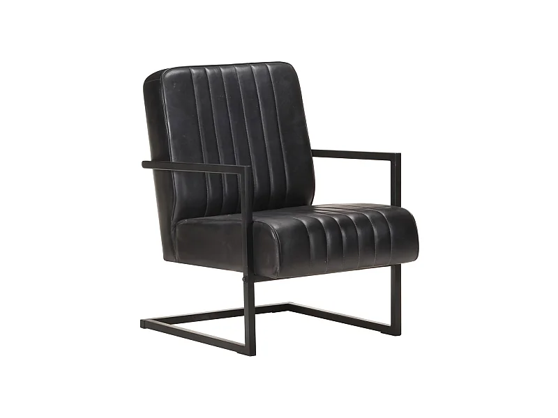 Chaise de canapé cantilever noir cuir véritable